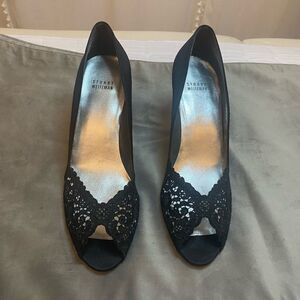 Stuart Weitzman satin/ lace heels, size 10